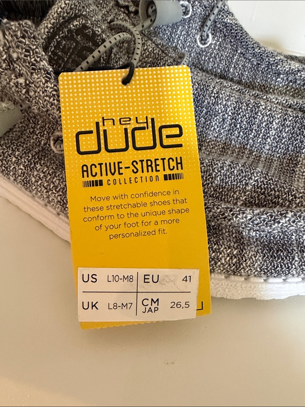New Hey Dude Knit Slip-On Shoes - Gray and White women 10 men 8 - Picture 2 of 7
